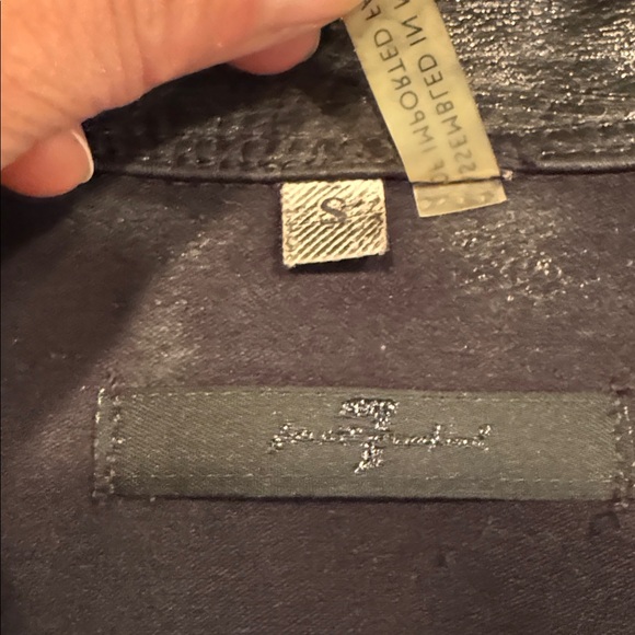 7 For All Mankind Coated Black Denim Trucker Jacket - Picture 13 of 14